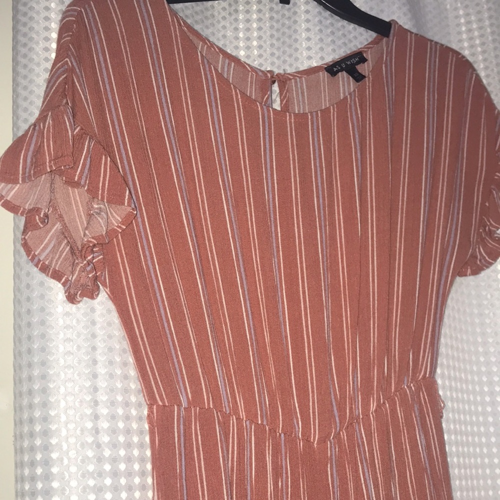 Pink striped romper with flare leg